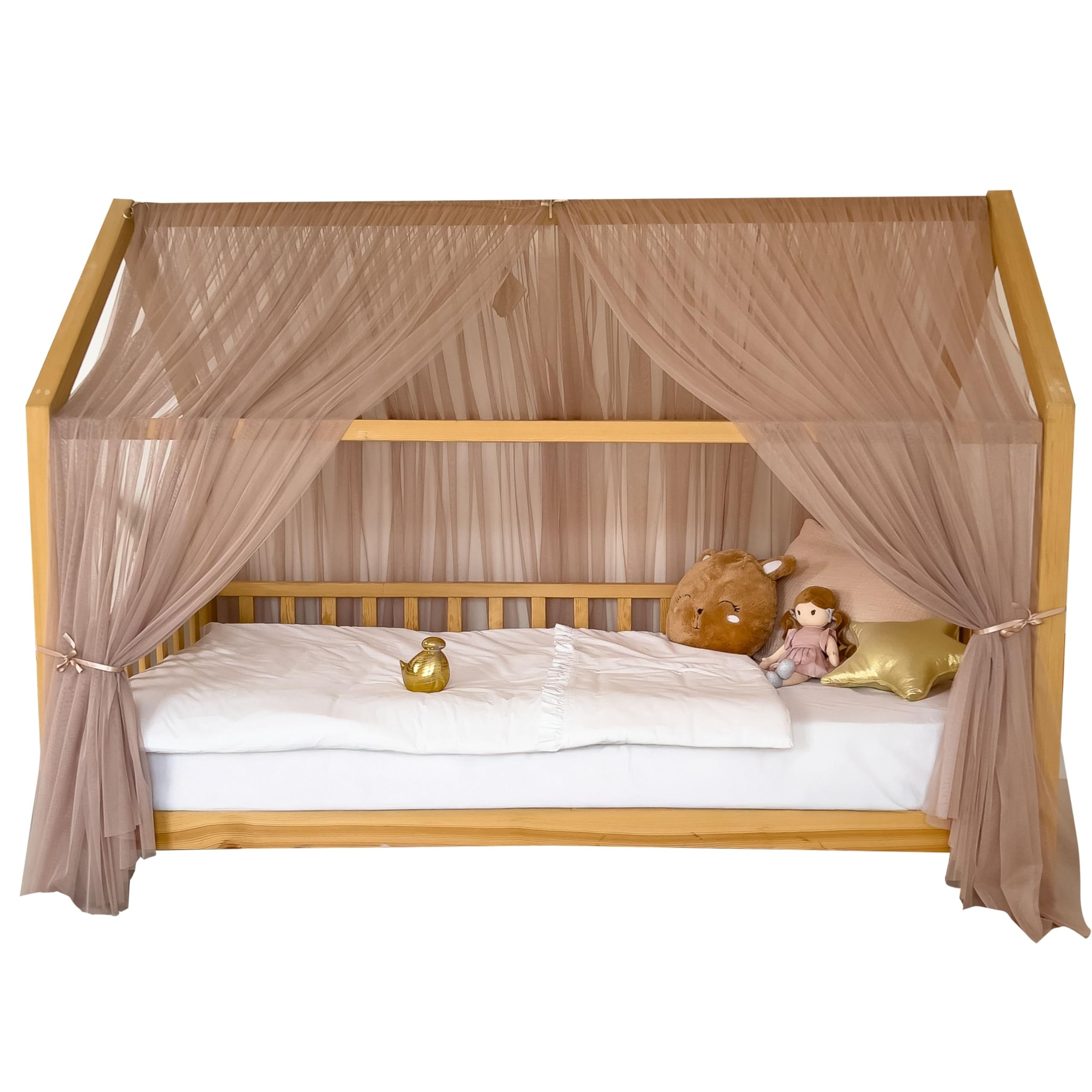 Montessori - Toldo de cama para habitación de niños y niñas, elegante decoración de tul para habitación de niños, cortina de cama para niños pequeños con drapeado suave (tinta, 420 cm, juego 1)