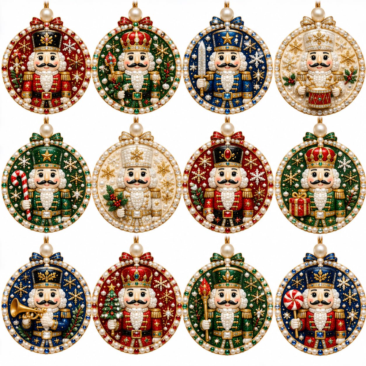 DualBlades 12pcs Diamond Art Christmas Ornaments, DIY Pearl Diamond Art Kits for Adults Hanging Pendant Style Pearl Art Kits for Adults Christmas Decor Craft (Style U)