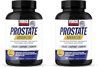 Force Factor Prostate Advanced, Health Supplement for Men for Reducing Nighttime Bathroom Trips, Bladder & Urinary Relief, with Saw Palmetto, Beta-Sitosterol, 180 Tablets, (Pack of 2)