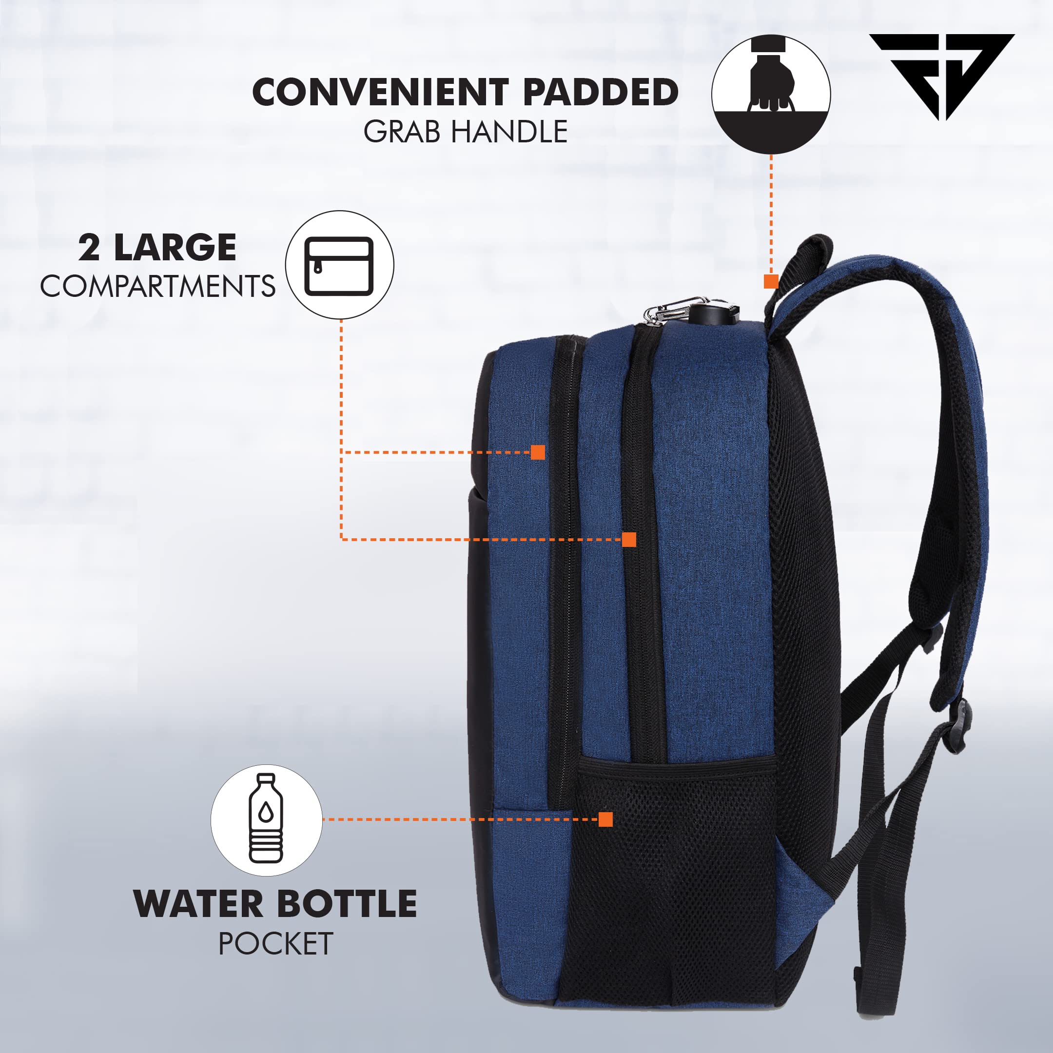 FUR JADEN Anti Theft Number Lock Backpack Bag with 15.6 Inch Laptop Compartment, USB Charging Port & Organizer Pocket for Men Women Boys Girls (Navy) 2