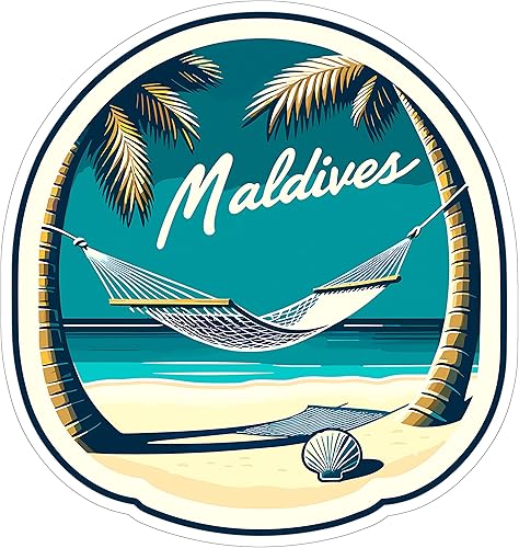 Maldivas - Calcomanía de vinilo de aventura al aire libre, pequeña, impermeable, para botella de agua, taza, pasaporte, libro de recortes, cuaderno,