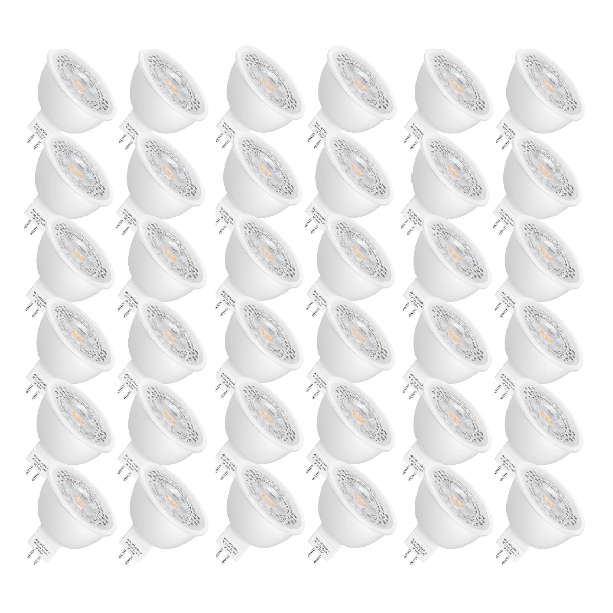 Mlambert 36 Pack MR16 LED Bulbs 50W Halogen Equivalent,2700K Warm White,5W GU5.3 MR16 12V Spotlight Bulb,Non-Dimmable,45° Beam Angle for Landscape