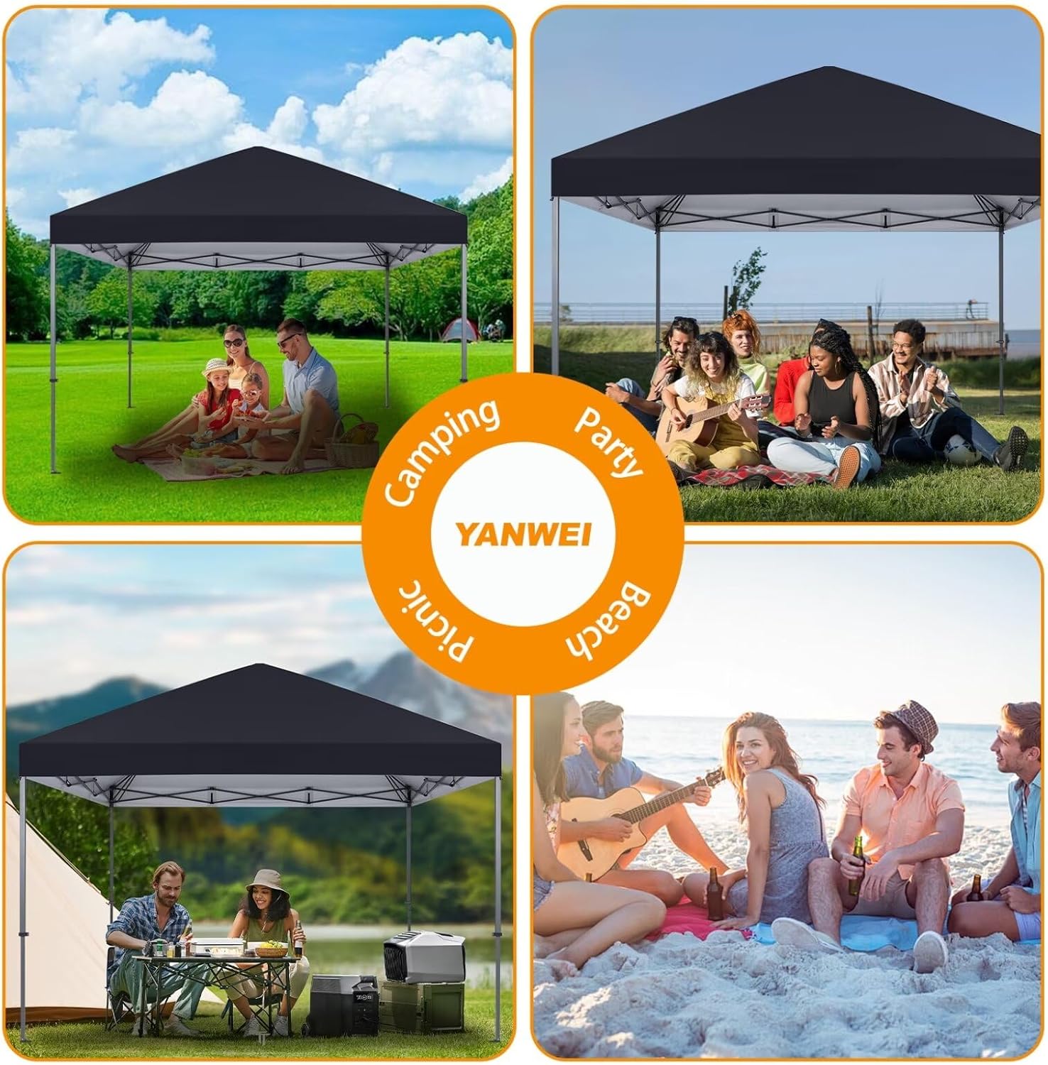 8x8 Canopy Replacement Top Only,Waterproof Pop Up Canopy Tent Top Replacement Cover Roof with Windproof Ropes for Straight Leg Frame, 420D Polyester for Outdoor Garden Pavilion Sun Shade(Black)
