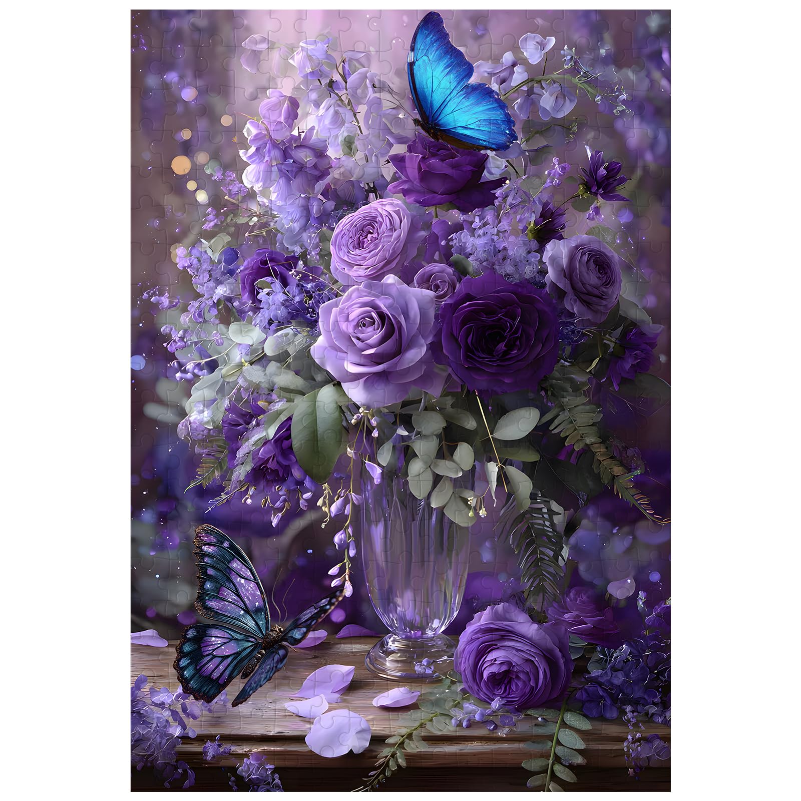 Great Jigsaw Puzzles for Adults 300 Pieces Purple Floral Butterfly Puzzles for Adults Toys Gift Family Decoration Kids Puzzle