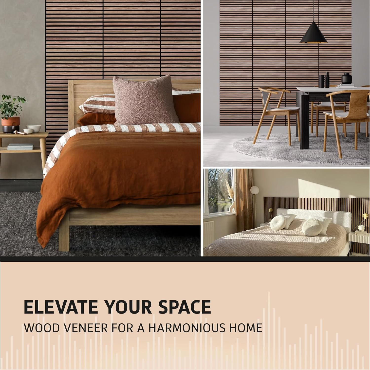 4 Pack Wall Walnut Panels for Interior Wall Decor 23,5" x 23,5" (Pack of 4) | Decorative Wood Panels for Wall | Wood Wall Panels in Scandinavian Design - Made in The USA