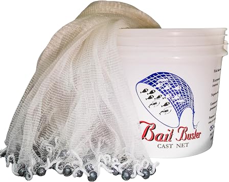 Superior Handmade Manhaden cast net, 5/8" Square mesh, 8 ft- White