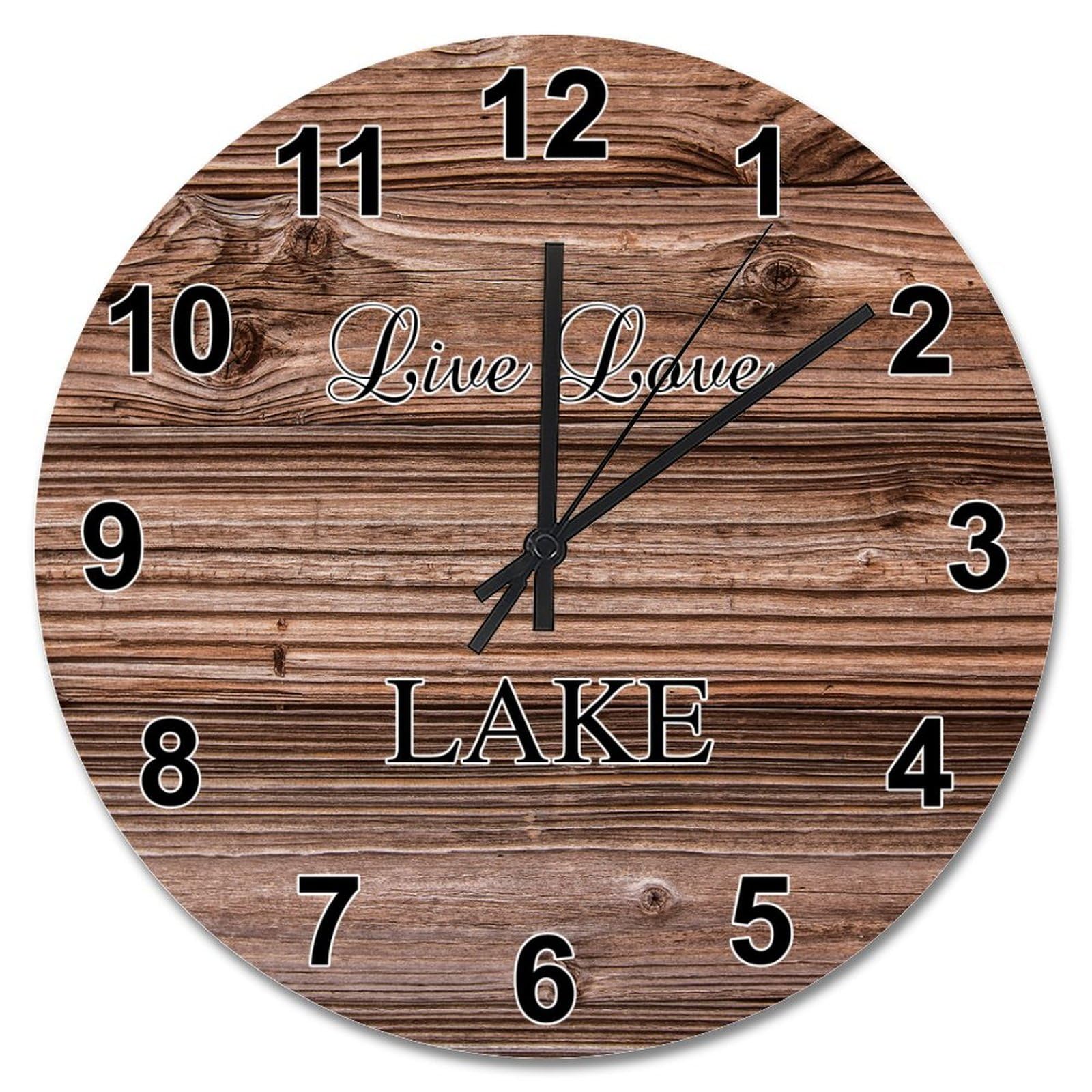 Horloge murale rétro silencieuse en bois de 38 cm sans tic-tac