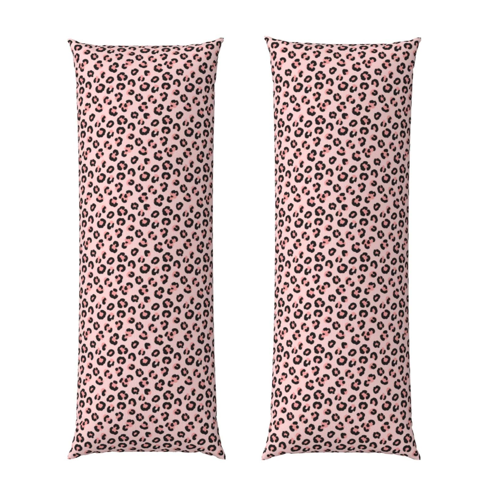 Pillowcase for Body Pillow 20x54, Cheetah Leopard Print Floral Pink, Premium Soft Brushed Fabric with Hidden Zipper, Breathable Machine Washable Cover for Bed Sofa