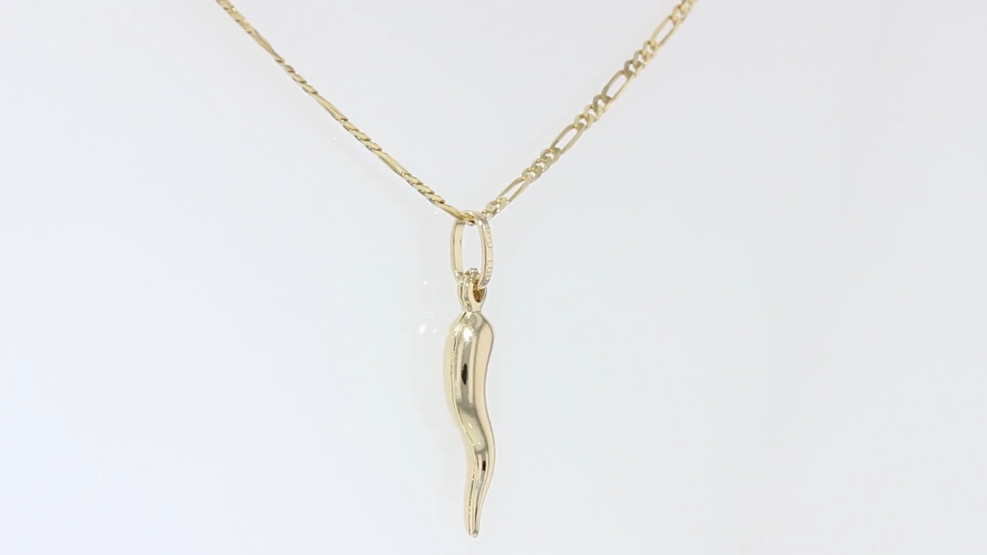 Ioka 14K Yellow Gold Cornicello Italian Horn Necklace Good Luck