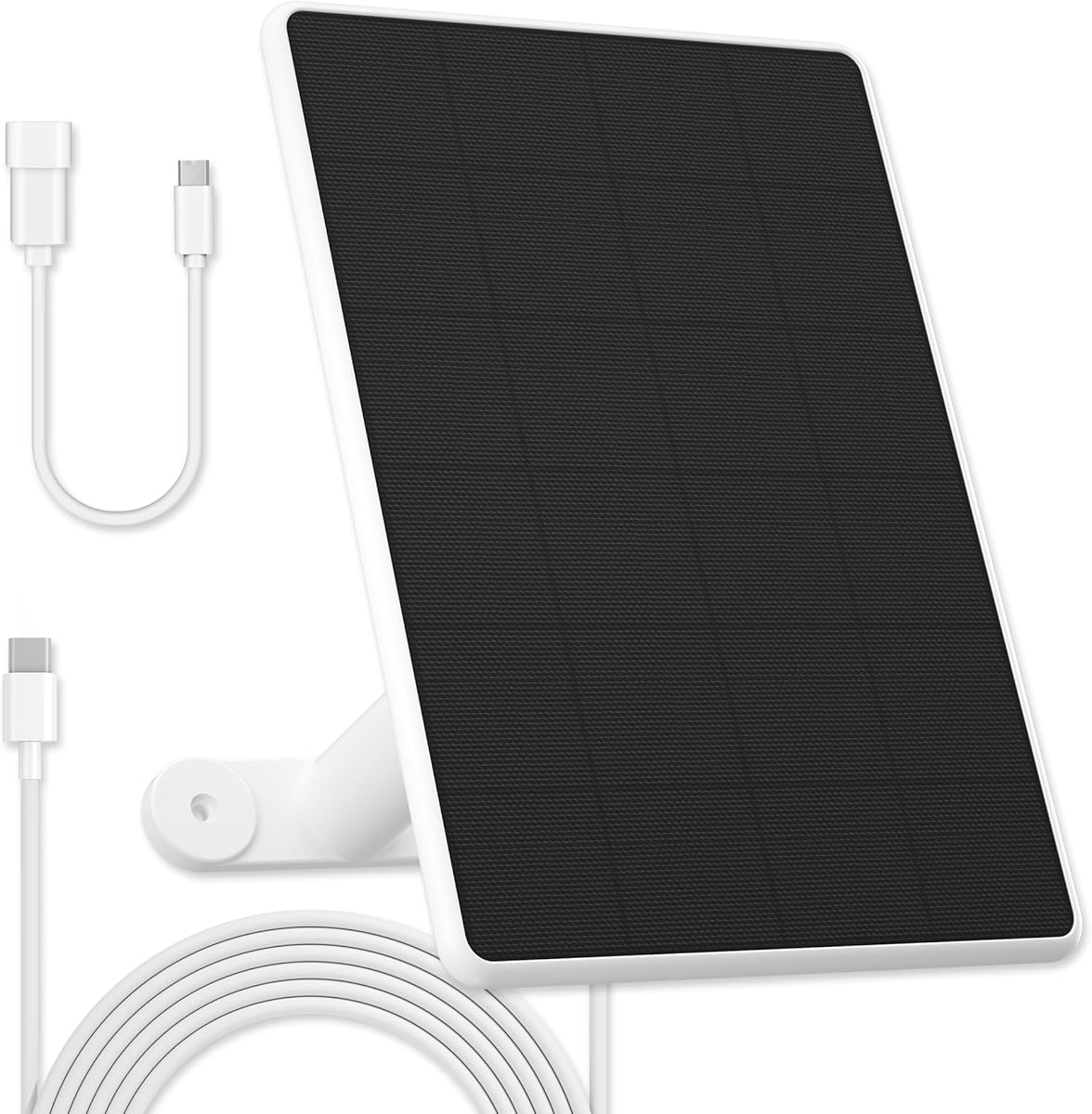 Solar Panel for eufy Security Camera,6W Solar Charger for eufyCam E,2/2 Pro,2C/2C Pro,soloCam E20/E40 Spotlight,10ft USB-C Cable for eufy with Micro USB & Rubber Plug,Waterproof,360° Adjustable Mount