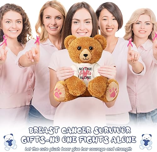 Miniatura 6 de Chalyna Oso de peluche de 16 pulgadas para el cáncer de mama, oso de cinta rosa, oso suave para sobrevivientes de cáncer, regalo para mujeres