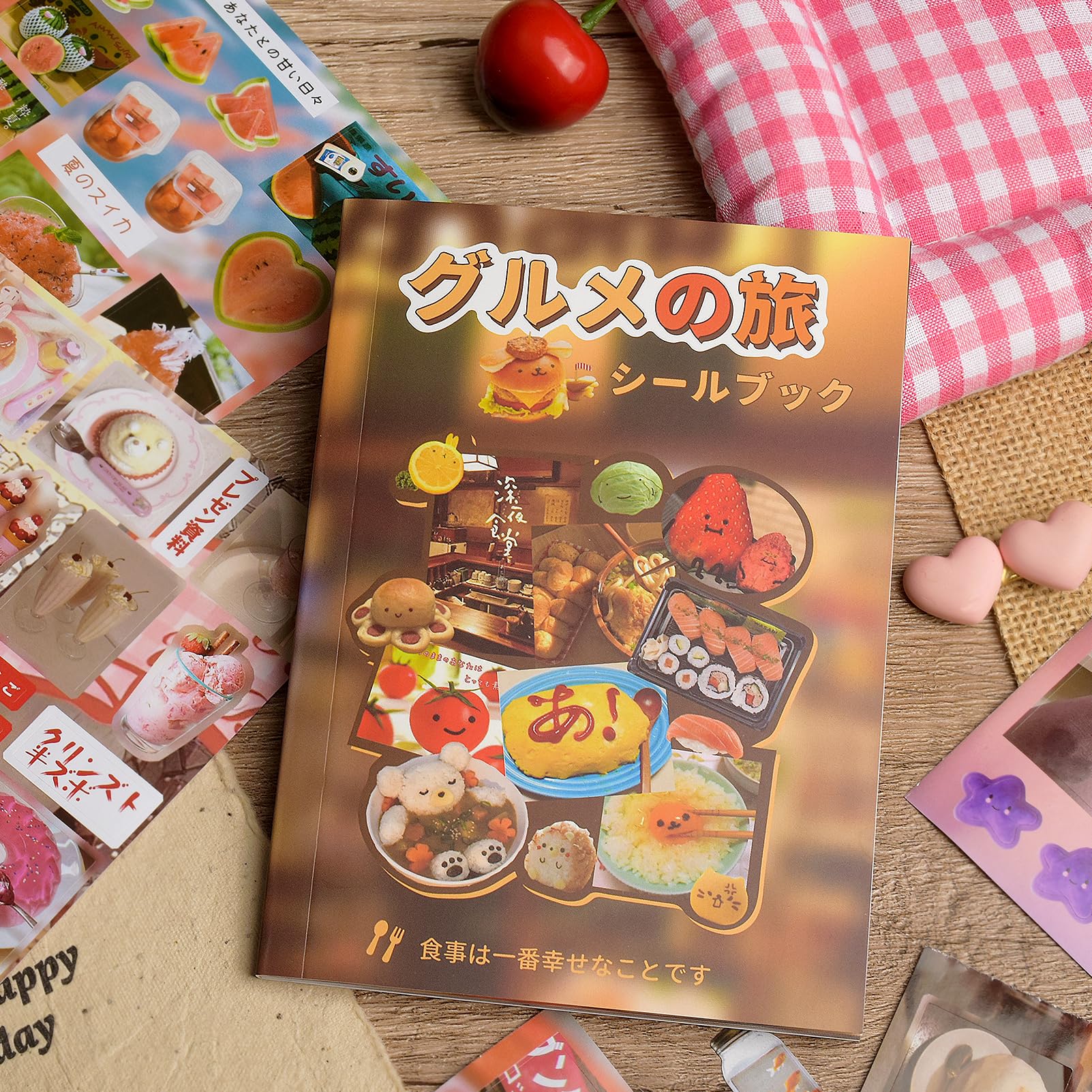 Snylcce Kawaii Japanese Food Sticker Book, 20 Sheets Cute Sushi, Ramen, Dessert Decals for Journaling, DIY Planners, Scrapbooking, Themed Craft Supplies