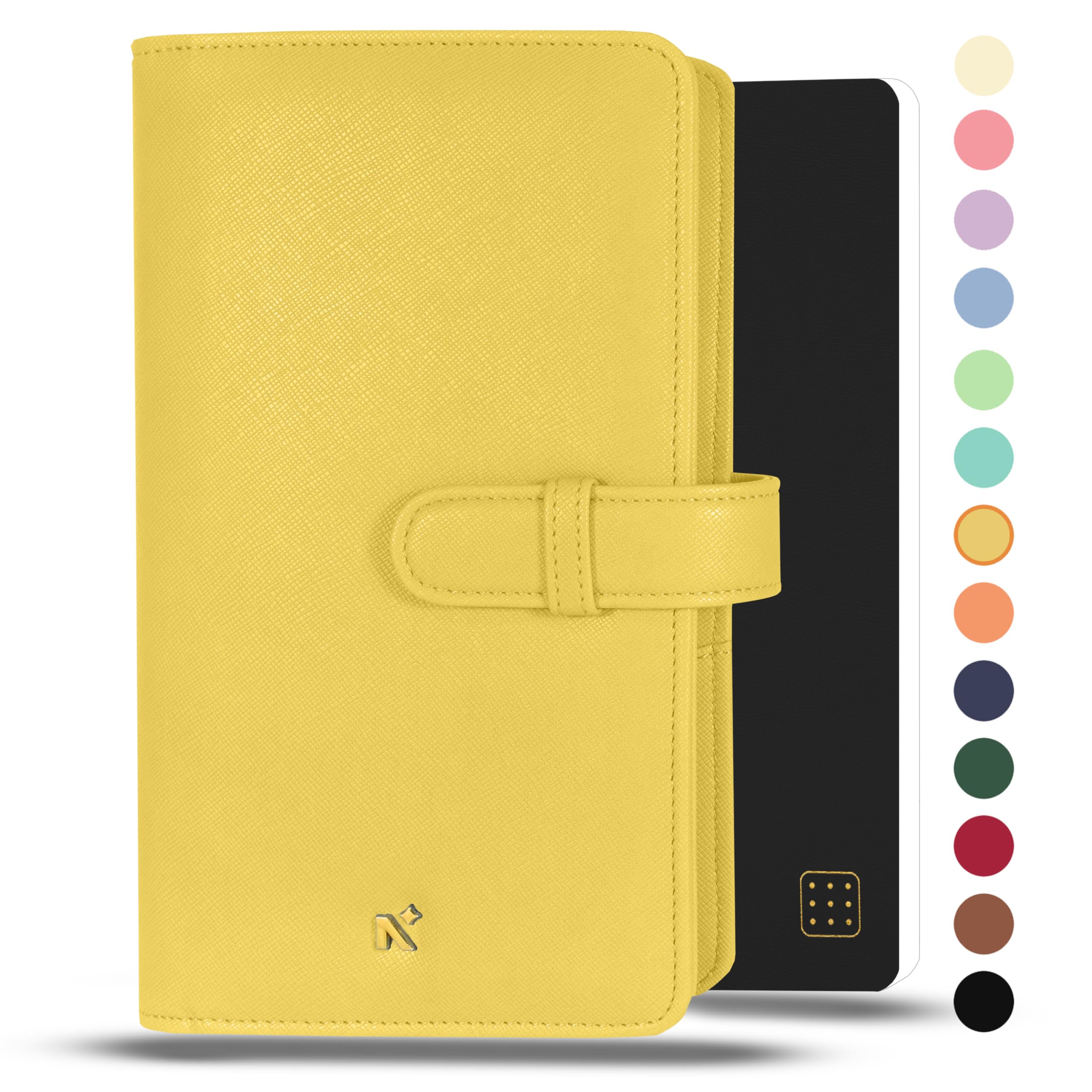 NEORAH — PETITE Notebook SLEEVE with Loop + Dotgrid JOURNAL | Faux Leather Sleeve + Penloop | 2 Front 1 Back compartment | 4 Card Slots | 2 BookMarks | Gift Box— Fits any PETITE Softcover Moleskine
