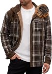 Herberton Veste en flanelle plaquée pour hommes Bouton chaud doublé de sherpa à capuche Corduroy (S-XXL)