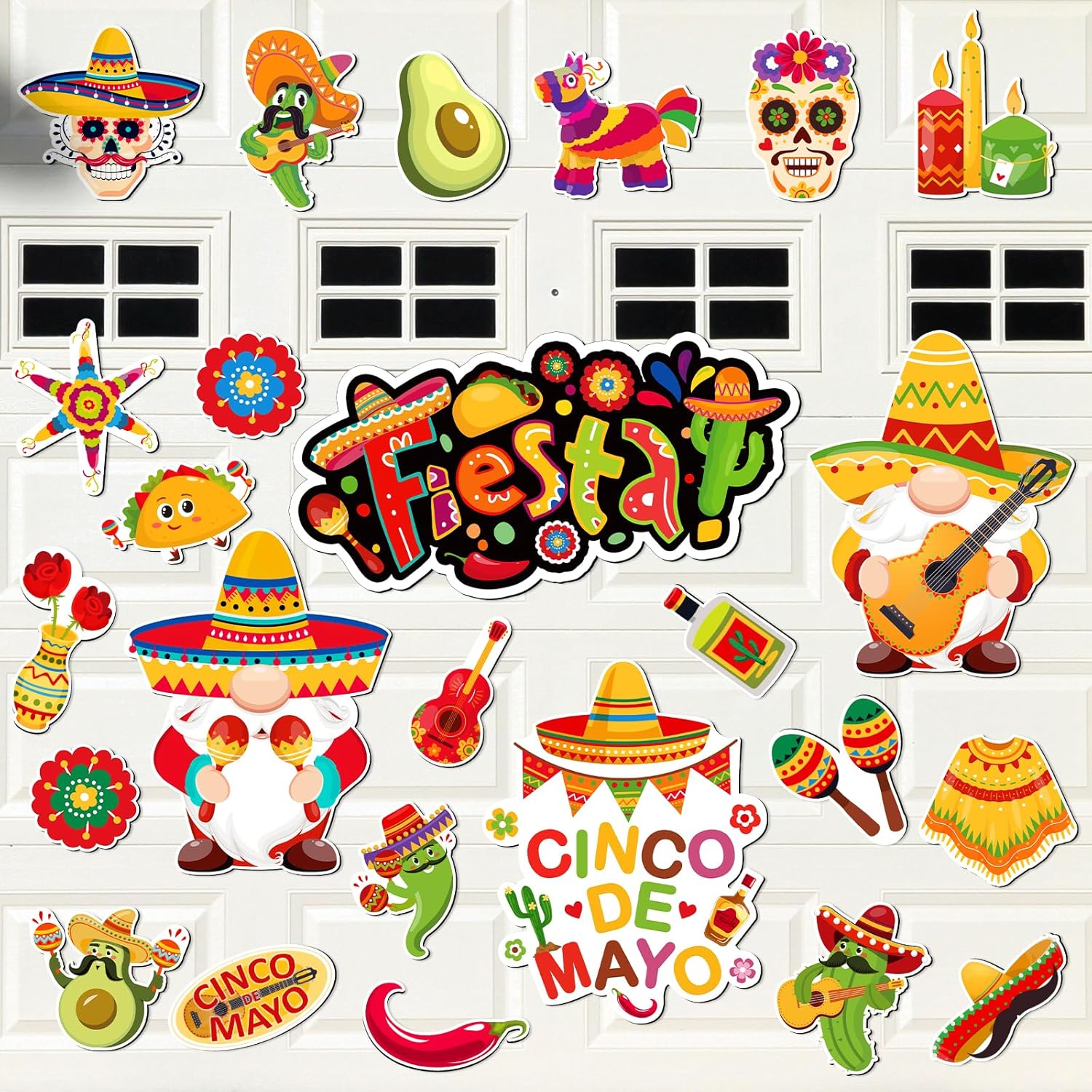 Tellegloww 25 Pcs Mexican Fiesta Refrigerator Cinco