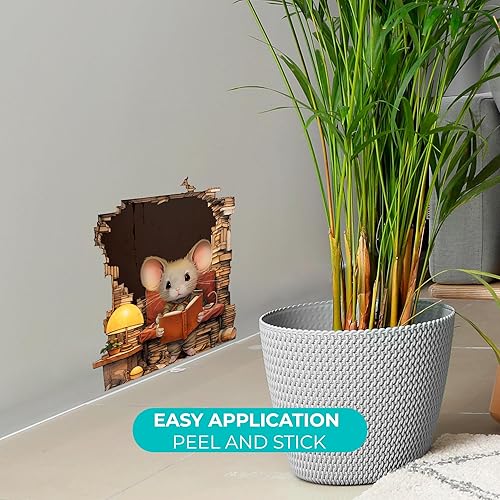 Miniatura 2 de EGD Calcomanías de pared 3D con agujero de ratón, calcomanías de pared de 4 x 4 pulgadas para decoración de habitación infantil, calcomanías de