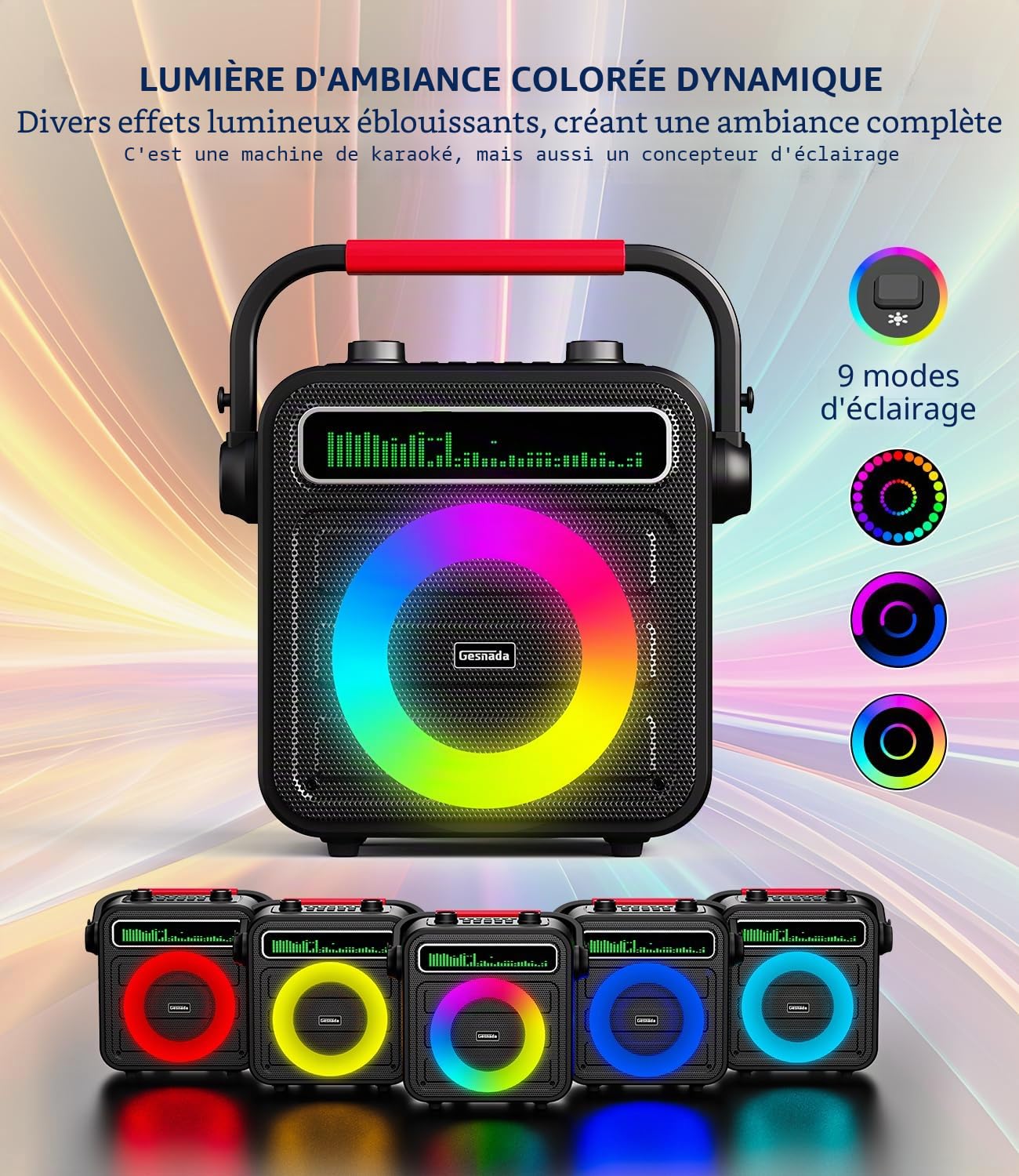 Karaoke Adulte Professionnel - Enceinte Bluetooth Puissante avec 2 Micros sans Fil, Système PA Portable (Bluetooth/TF/USB/AUX/TWS) Enfants/Famille/Amis
