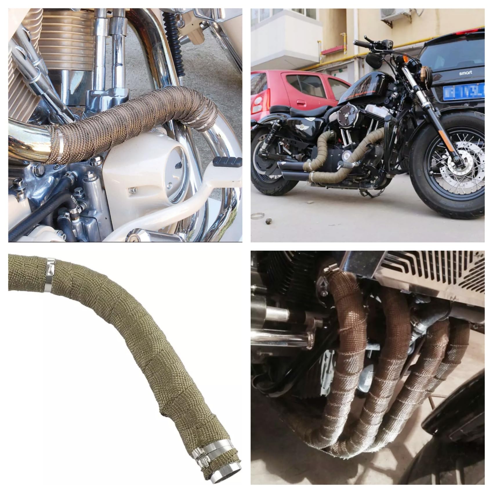 Nastro Termico In Titanio Per Scarichi Auto E Moto 50 Piedi X 2 Pollici + Fascette