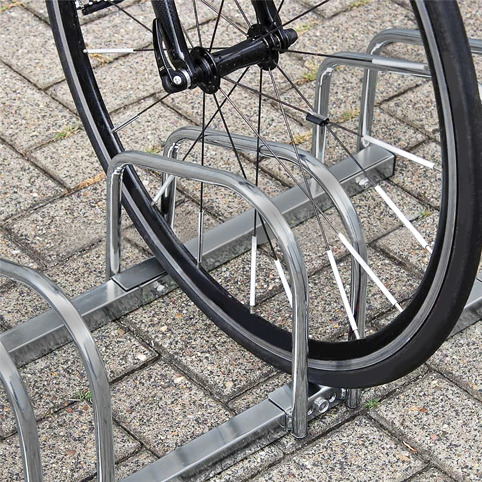 Froadp Portabiciclette Multi-cavalletto per 6 Biciclette, Montaggio a Pavimento Supporto Parcheggiare da Risparmio di Spazio, Cavalletto da Terra in Acciaio per Bicicletta per Garage e Giardino
