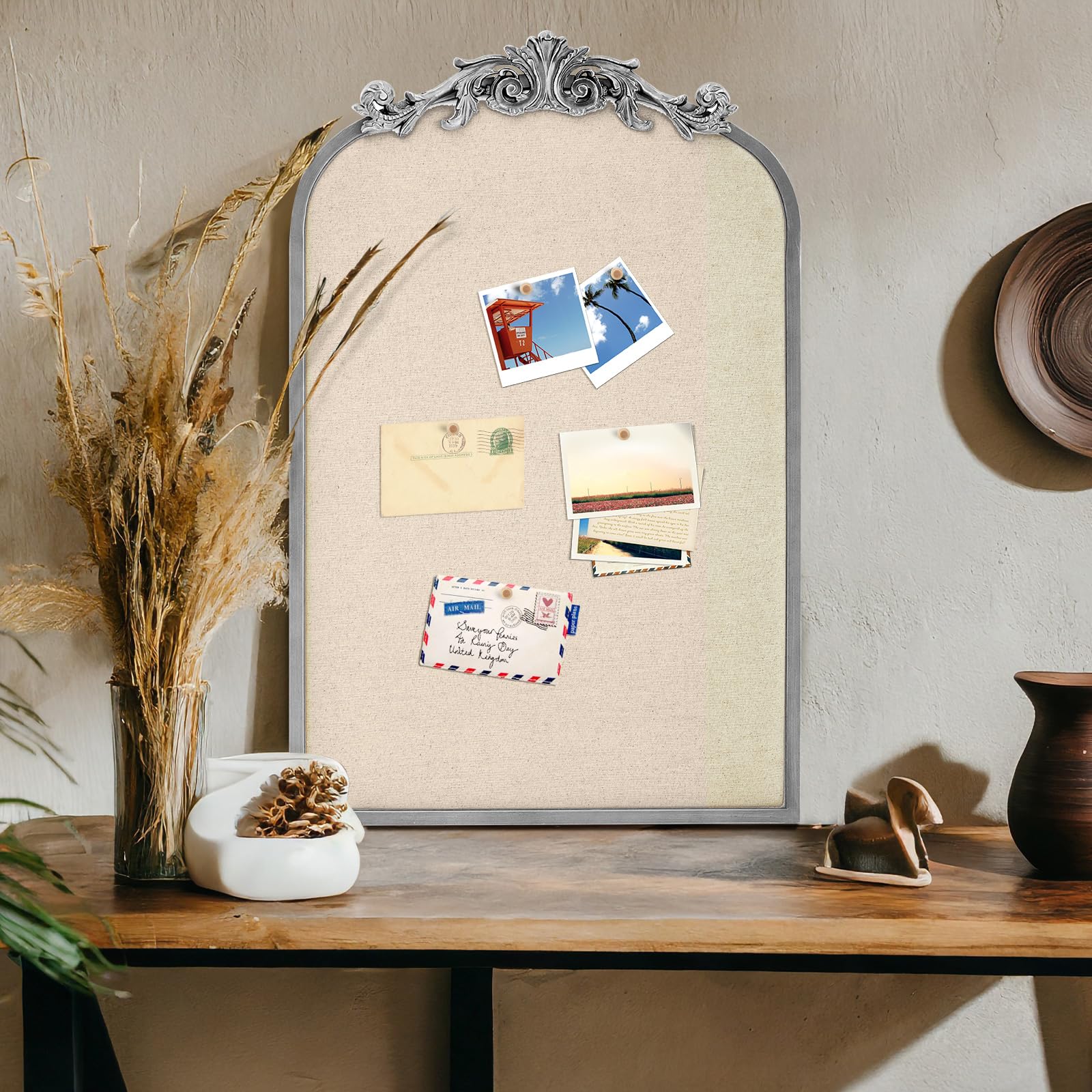 Amazon.com : Wonderjune Vintage Arch Framed Pin Board Linen