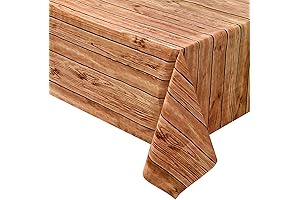 Wood-Grain Fabric 2-Pack Tablecloth Brown Vintage