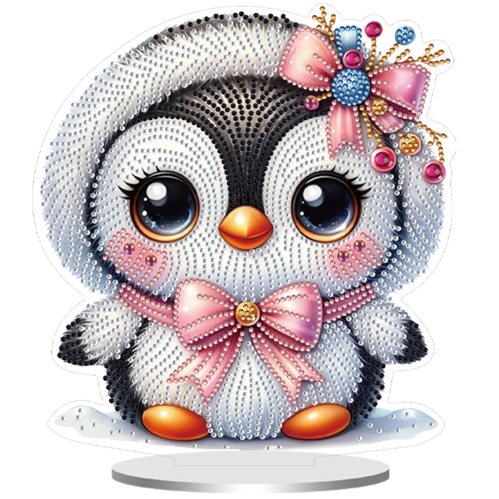 5D Diamond Art Painting Kits for Adults, Diamond Art Tabletop Ornament with Special Shaped Diamonds, DIY Desktop Decor Stand - Festive Holiday Craft Gift(Penguin)