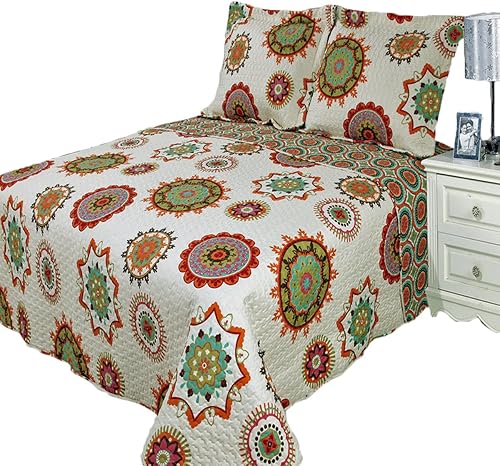 Miniatura 6 de sheetsnthings Juego de edredón de 3 piezas de tamaño matrimonial o Queen a cuadros, tamaño matrimonialqueen, 92 x 96 pulgadas, colcha de microfibra