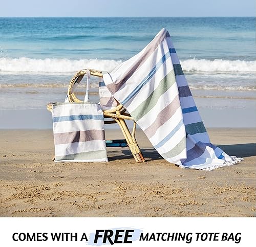 Miniatura 3 de Folkulture Toalla de playa turca para adultos con bolsa de mano de 40 x 72 pulgadas, manta de playa o toallas de playa de gran tamaño, sin arena,