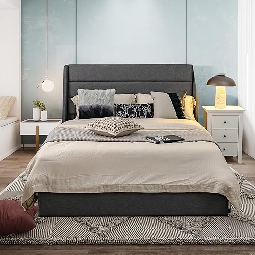 Miniatura 6 de Giantex Base de cama con 3 cajones, plataforma resistente de tamaño matrimonial con listones de madera, base de colchón con marco resistente, no