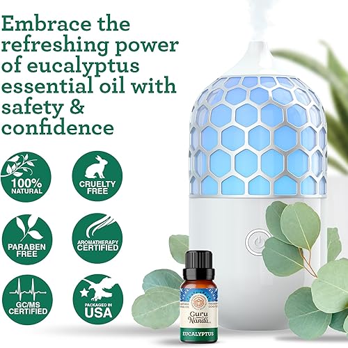 Miniatura 6 de GuruNanda Aceite esencial de eucalipto, 100% puro, natural y sin diluir para difusores, ayuda en el alivio de la congestión, perfecto para masajes