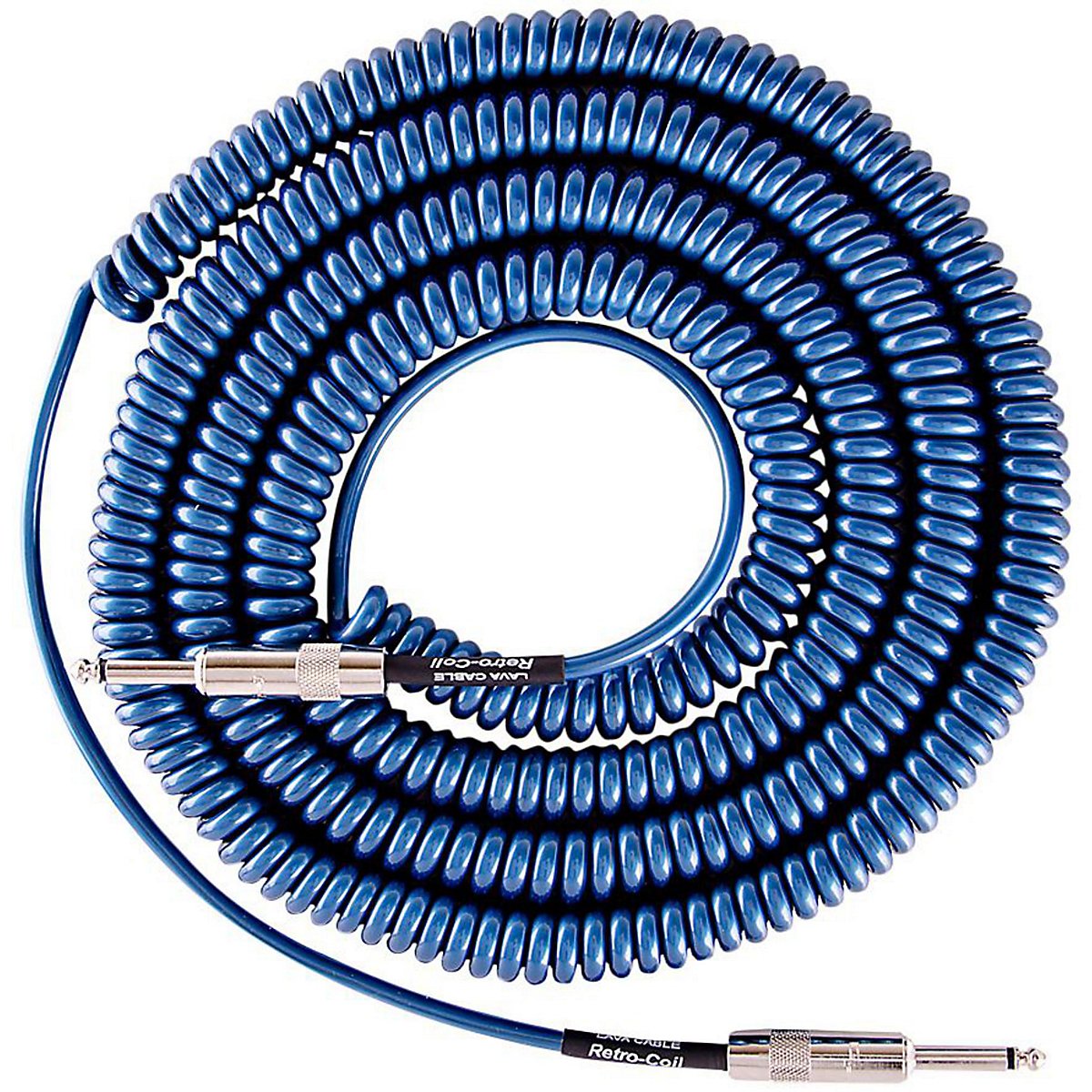 Lava Cable Retro Coil Silent Instrument Cable Metallic Blue, 20 Feet Straight-Straight