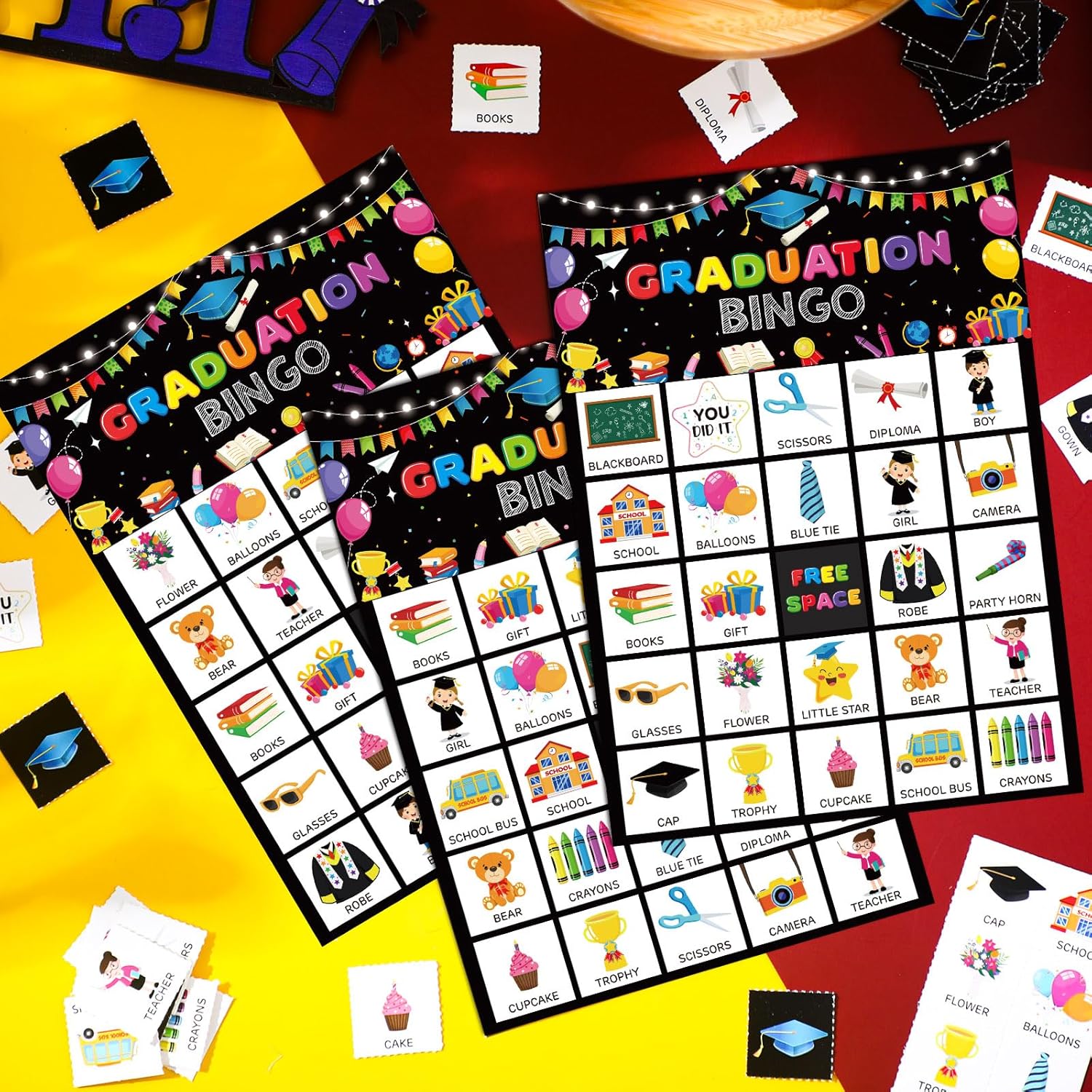 Liliful 35 Pcs Graduation Bingo Games 24 Players Congrats Grad Bingo Cards Class of 2026 Party Games for Adults Classroom Activities High School College Graduation Party Supplies