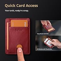 Vista 112 de Buffway - Billetera delgada minimalista de cuero con protección RFID para hombre y mujer Café Lichee