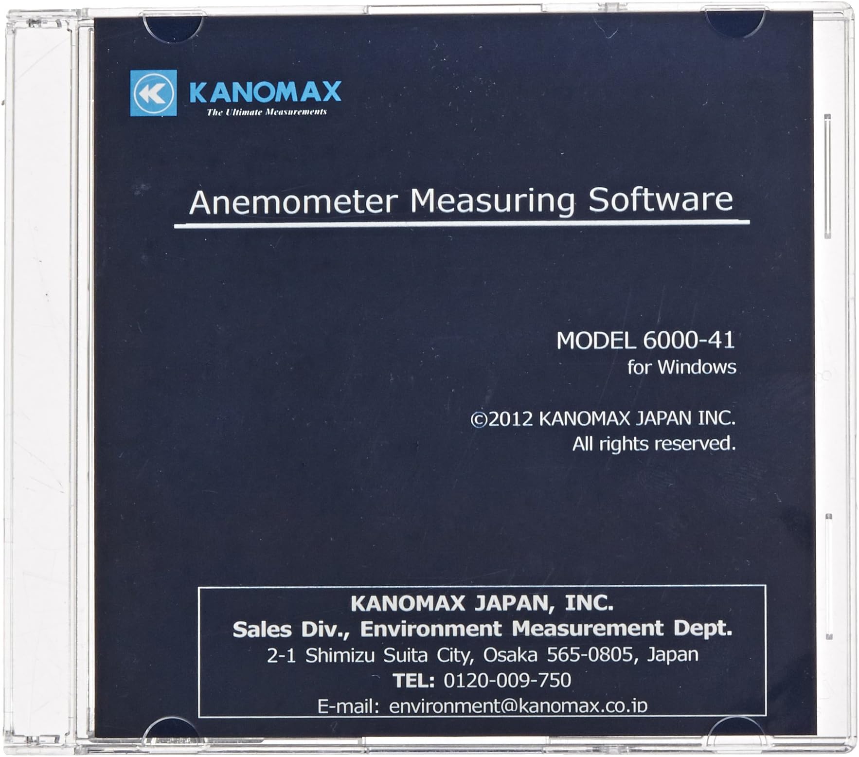 Kanomax 6000-41 Anemomaster Measuring Data Processing Software for Model 6501 Climomaster Multi Function Hot-Wire Anemometer