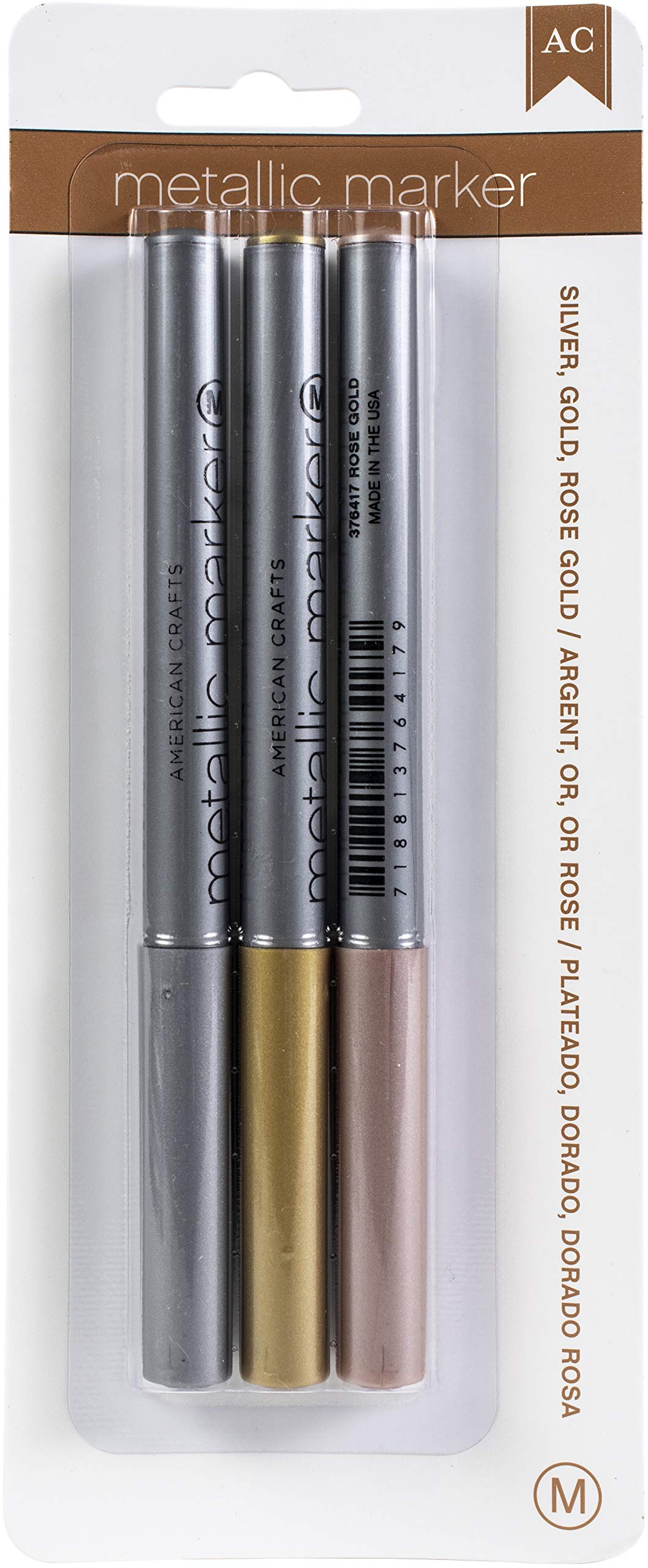 American Crafts Markery metaliczne GLD, SLV/RS, złoto, srebro i różowe złoto, jeden rozmiar