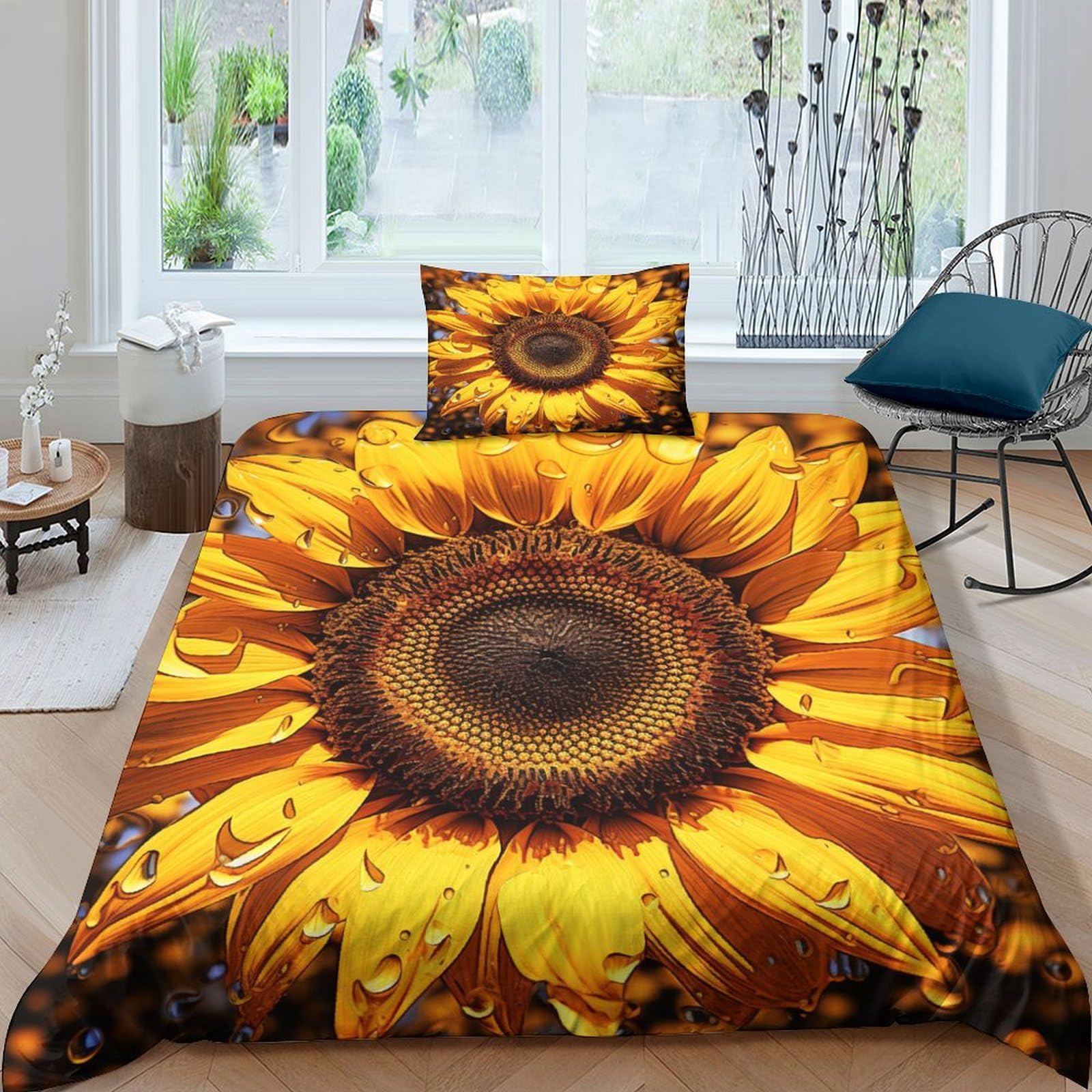 Couette Souple Tournesol microfibre anti-acarien pour lit simple enfant fille garçon