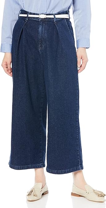 [サムシング] カジュアルパンツ ベルト付きタックワイドパンツ 綿麻ツイル  日本製 SN765S レディース アイボリー XS サムシング] カジュアルパンツ ベルトつきTUCK WIDE レディース