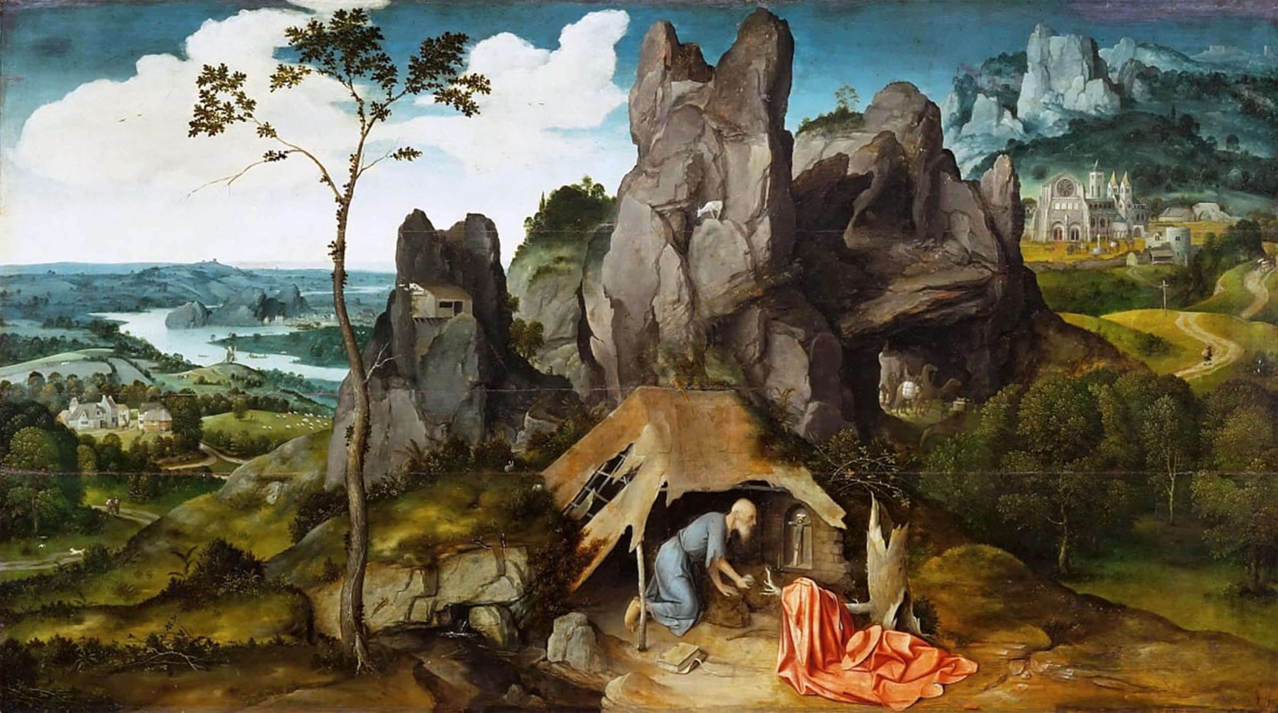 RZHRHJES Vintage Picture Wall Picture Painting Print Poster in the Desert by Joachim Patinir Abstract Wall Art Painting for Office Decor 60x90cm