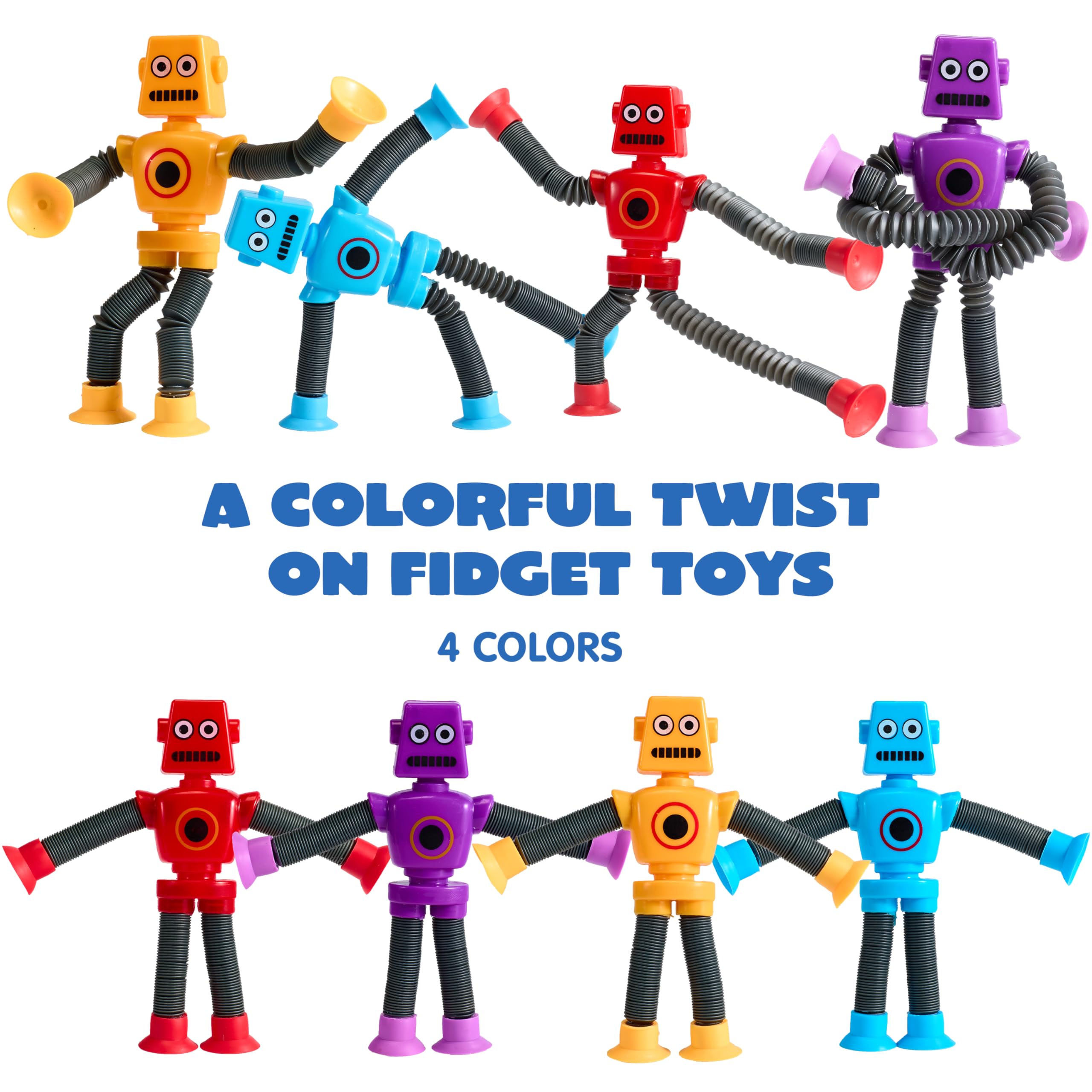 JOYIN 4 sztuki Robot Pop Tubes dla dzieci, zabawki sensoryczne dla dzieci, zabawka teleskopowa dla dziewcząt i chłopców, prezent urodzinowy, prezenty na imprezę, aby zredukować stres i lęki