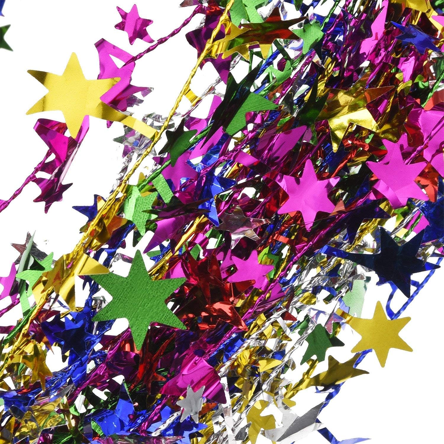 Shappy 147.6 ft Star Garland Wired Christmas Tinsel Garland for Tree image 3
