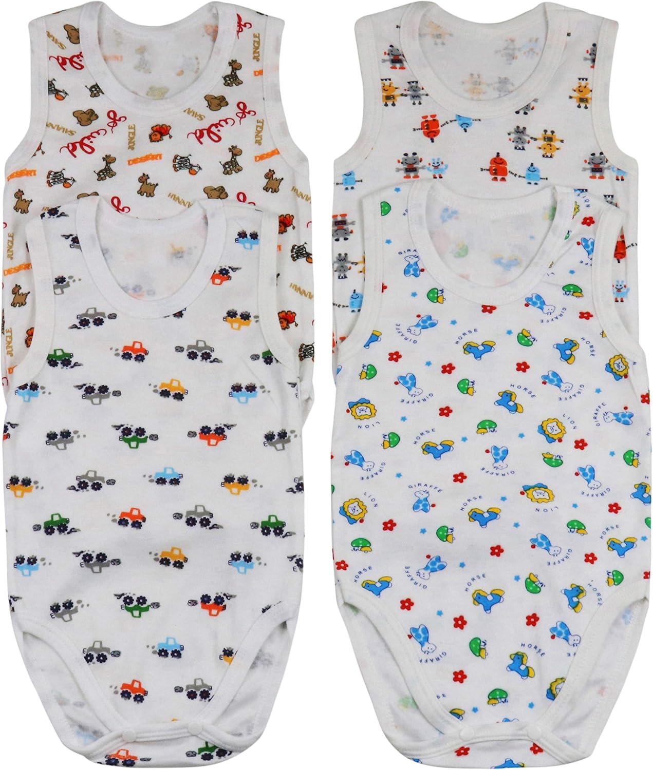 ToBeInStyle Baby Boys' 4 Pack Tank Top One-Piece Bodysuit