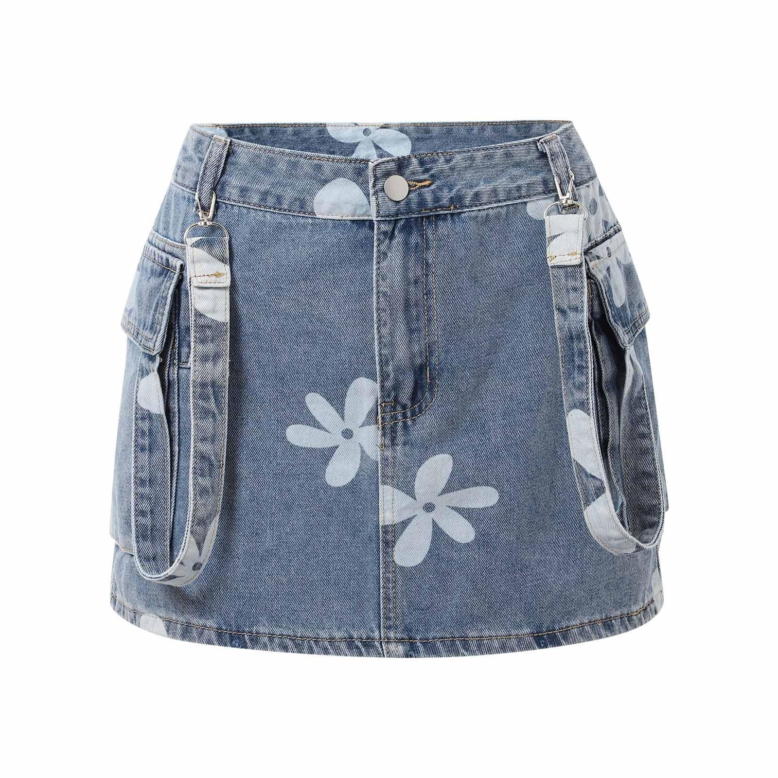 2026 Minigonna Donna Primavera Doppia Tasca Hot Girl Hip Gonna Denim a Vita Alta