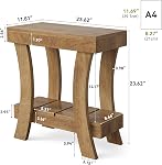 LITTLE TREE Narrow Side Table with Storage Shelf, 2-Tier Rectangular End Table with Wood Legs, Small Night Stand for Bedroom, Living Room, Small Spaces, 11.81" D x 23.62" W x 23.62" H