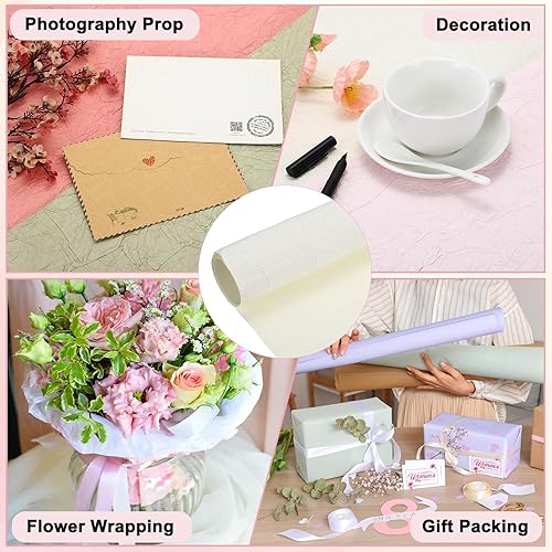Miniatura 6 de MECCANIXITY Papel de regalo de flores, 5 rollos impermeables de papel crepé para manualidades, regalo de cumpleaños, floristería, embalaje y fiestas