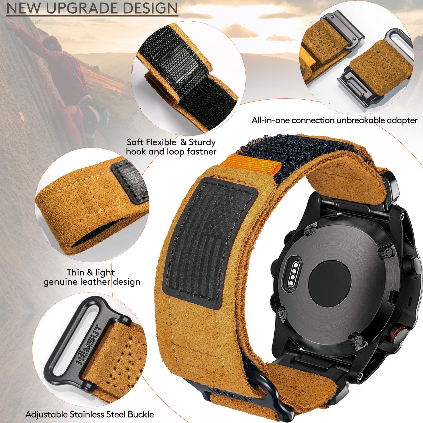 Hemsut h Compatible Fenix 5 Band 22mm Width Soft Nylon Watch Strap for Fenix 8 47mm, 5 Plus, 6, 6 Pro, 7, exip - Image 4