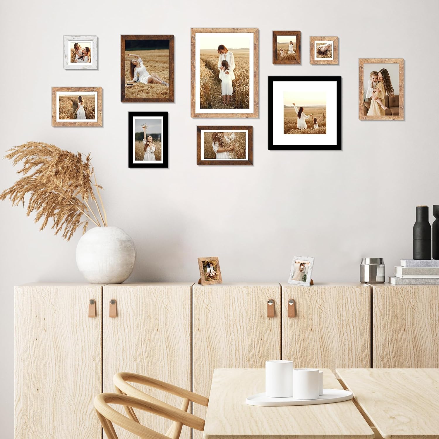 iRahmen 12x16 Picture Frame with HD Tempered Glass, Display Pictures 11x14 with Mat or 12 x 16 Without Mat, Wood Photo Frames for Wall Mount (Rustic Brown, 1 Pack)