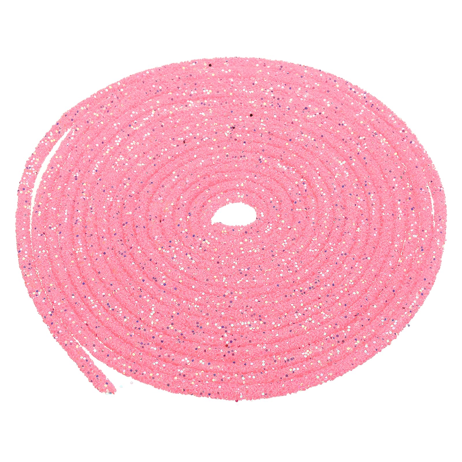 sourcing map 5 Yard 6mm 0.24 Inch Glitter Sequins Rope, 2 Pcs Sequins Rhinestone Tube Cord for DIY Wedding Dresses Costume Clothing Shoes Jewelry Accessory, Light Pink