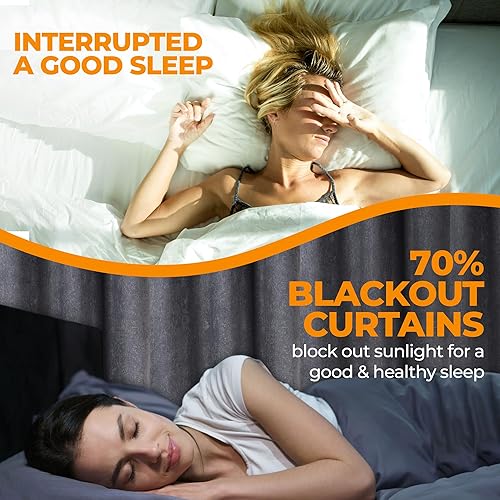 Miniatura 5 de BLUENILEMILLS Paneles de cortinas opacas para oscurecer la habitación con bolsillo para barra, cortinas perfectas para ventanas de cocina,