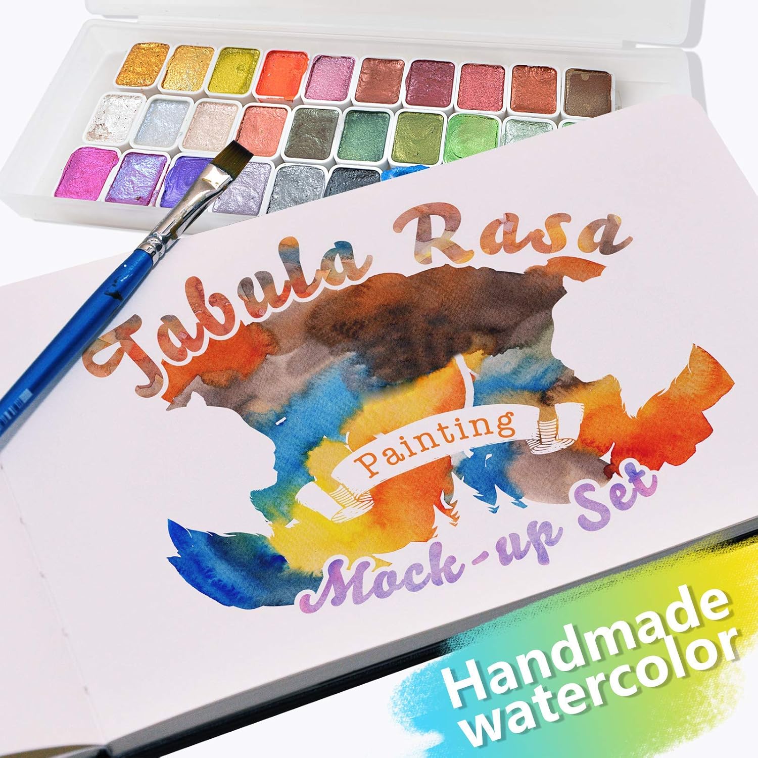 Handmade Water Color paint set, 30 colors Metallic Solid Sub-Pack Quarter Pans Nail Art Pearlescent Watercolor Calligraphy Ink Hand Lettering Art Supplies