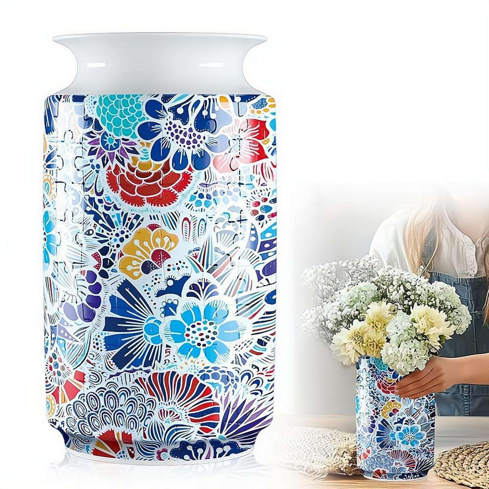 3D Puzzles Vase for Adults, 162 Curved Plastic Puzzle Pieces DIY Flower Vase Craft Kit, Detachable Puzzle Vase Birthday Gifts for Flower Arrangements and Home Decor
